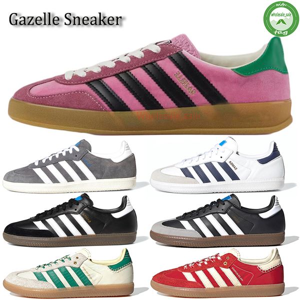 

2022 designer shoes mens women gazelle sneakers velvet patchwork retro trainers co-branded ladies sneaker chaussures embroidered letters can