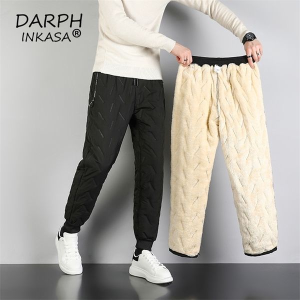 

men's pants winter warm fleece cotton pants men fashion water proof casual sweatpants men brand loose thicken joggers men trousers plus, Black