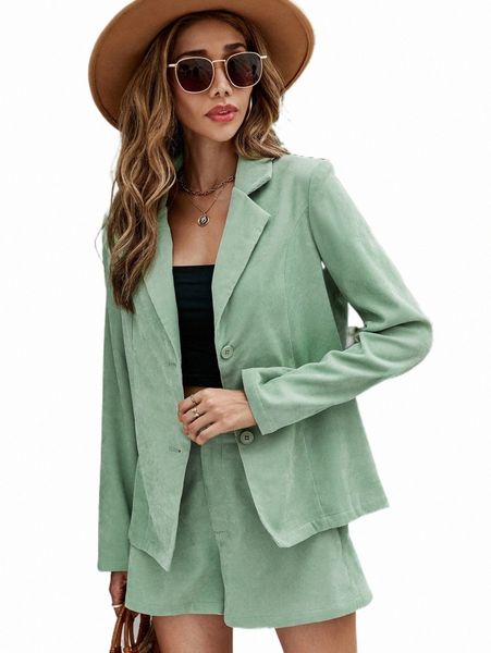 

two piece dress lapel neck blazer & shorts 2022 new r6kz#, White
