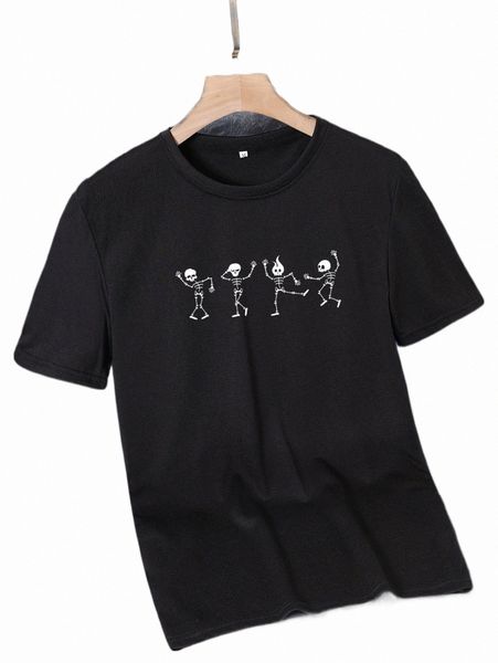 

men's t-shirts men skeleton print tee 2022 new h95b#, White;black