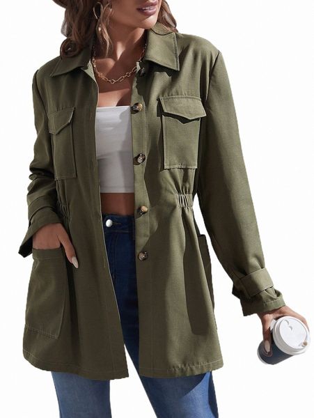 

women's down & parkas flap pocket elastic waist coat t0un#, Black