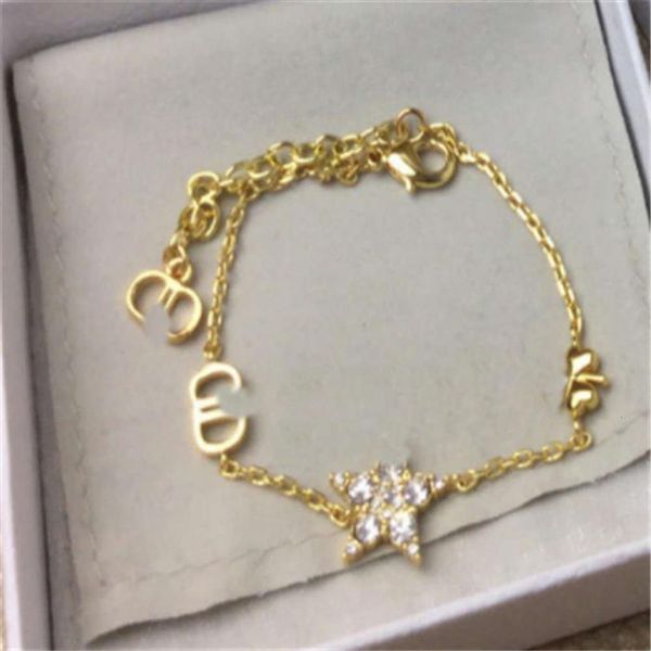 

2020 high version two-piece bracelet five-pointed star women's gold letter water brick snap charms for bracelets rhinestone t223k, Golden;silver