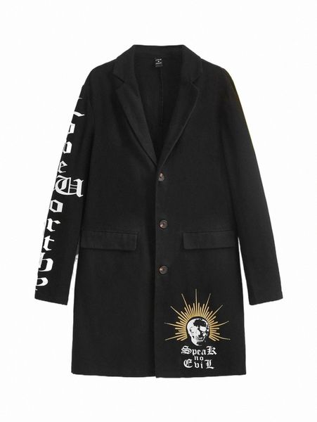 

men's jackets x love worthy men letter & halloween print coat 45ff#, Black;brown