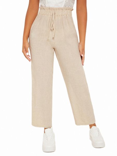 

women's pants & capris petite paperbag waist tie front pants i4kw#, Black;white