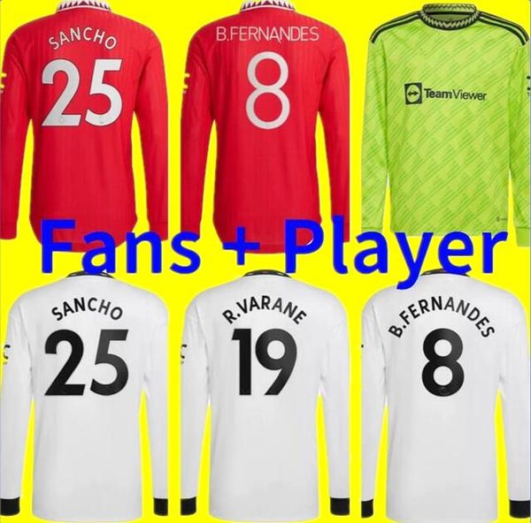

casemiro sancho antony soccer jersey 22 23 eriksen rashford malacia maguire 2022 2023 long sleeve mans utd fernandes manchesters football sh, Black;yellow