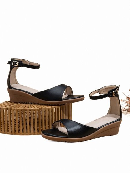 

others apparel buckle decor ankle strap wedge sandals j6e0#, Black;white