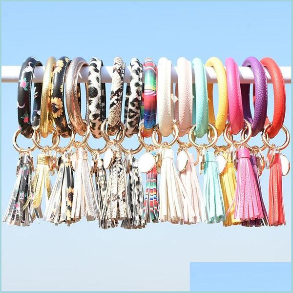 

key rings leather key rings holder bracelet keychains wristlet bangle with tassel keychain for women bag pendant random sty newdhdhiwv, Slivery;golden