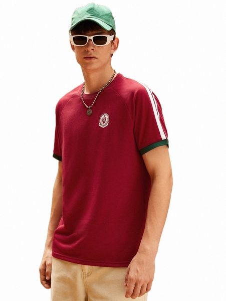 

men's t-shirts men raglan sleeve contrast tape tee h3ko#, White;black