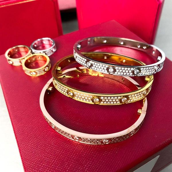 

silver bracelets bangles for women men stainless steel gold screw bracelets diamond love bangle lovers bracelet 17 19cm accessories wit190i, Black