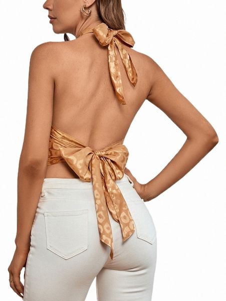 

women's tanks & camis tie backless satin halter p2cs#, White