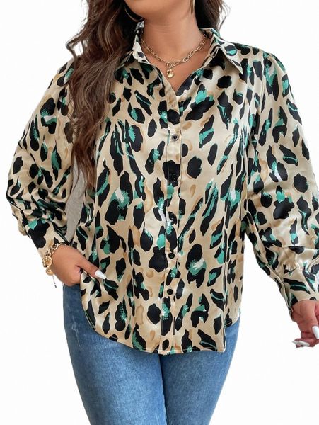

plus size t-shirt plus allover print button front satin shirt b4qm#, Black