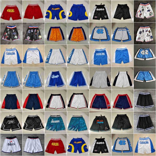 

jersey team basketball shorts just don north carolina tar heels retro dream flight wear sport pant with pocket zipper sweatpants hip pop red, Black
