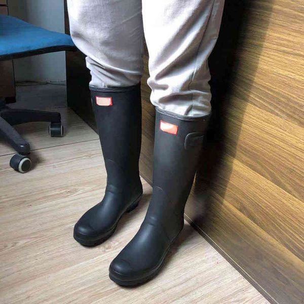 

brand boots classic commuter rubber high barrel sky blue fashion h home rain boots women, Black