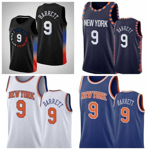 

jersey 2021 2022 basketball jersey men new yorkknicksr.j. barrett the swing man sewed and embroidered jerseys., Black;red