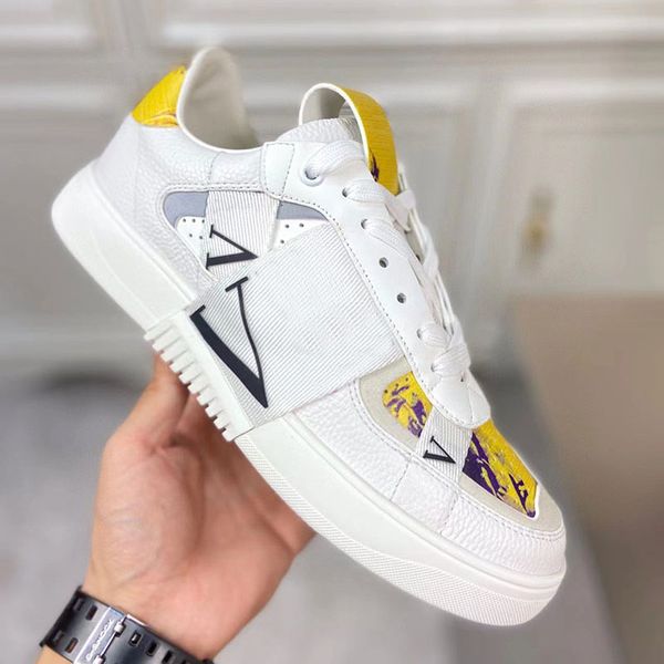 

white blue designer casual shoes men real leather rubber sport sneakers, Black