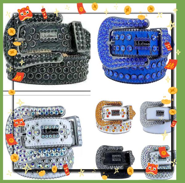 

fashion designer belts women mens bb simon rhinestone belt with bling rhinestones width 4.0cm waistband998119, Black;brown