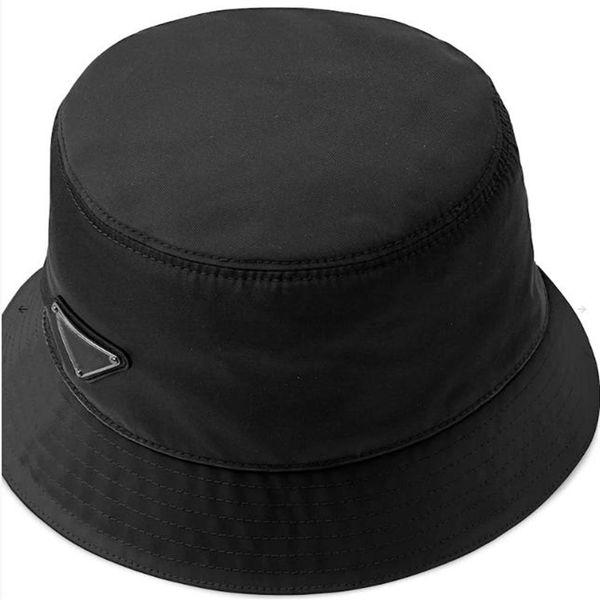 

women re-nylon bucket cloches cotton lining summer sun protection designer men enameled metal triangle logo campaniform hat299e, Blue;gray