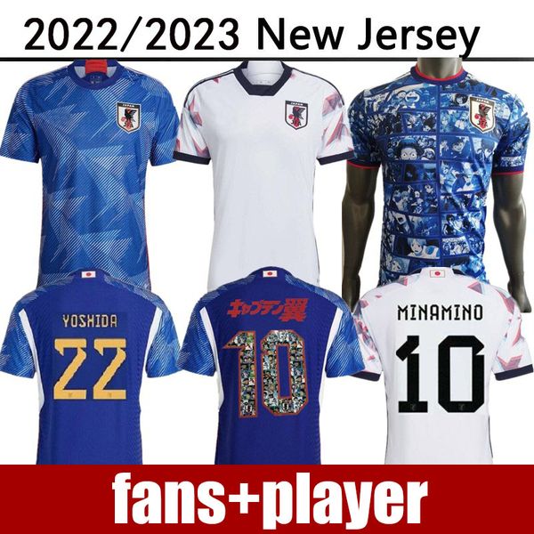 

japan 2022 soccer jersey blue captain tsubasa national team 2023 atom japanese 22 23 football shirt honda kagawa okazaki men tee shirts fans, Black;yellow