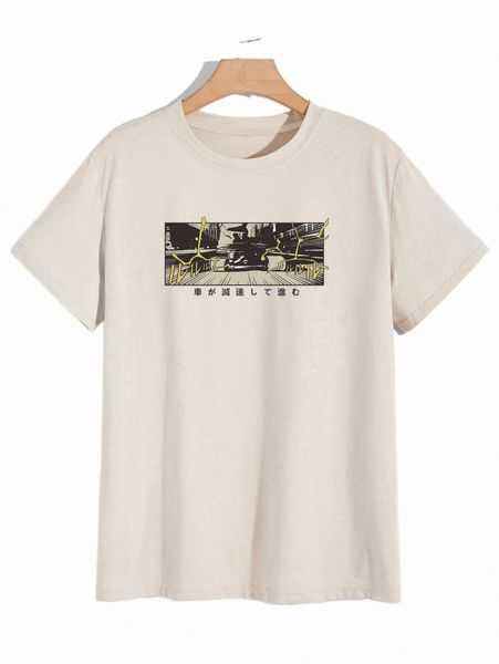 

men's t-shirts romwe guys car print tee 2022 new 26ed#, White;black