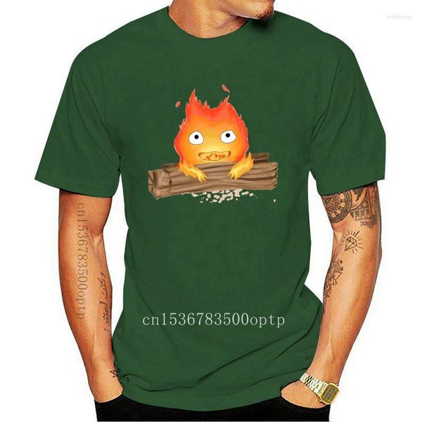 

men's t shirts calcifer shirt comfy t-shirt short-sleeve print tee man basic 5x cotton cute tshirt, White;black