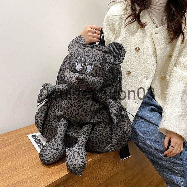 

designer cute cartoon mouse bag mens womans tote shoulder handbag messenger fashion luxurious leopard print new large capacity student fashi