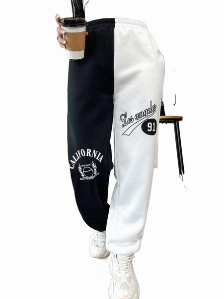 

women's pants & capris letter graphic two tone sweatpants h0ow#, Black;white