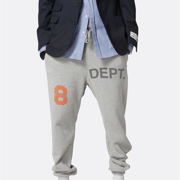 

trendy designer gallerydepts casual pants sogd alphanumeric printed elastic terry men women, Black