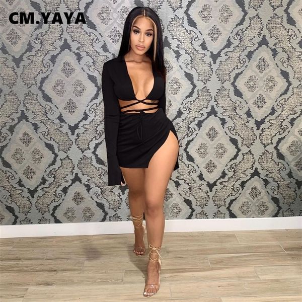 

two piece dress cmyaya women side split mini midi skirts suit and lace up shirt beach holiday matching 2 set outfits 220906, White