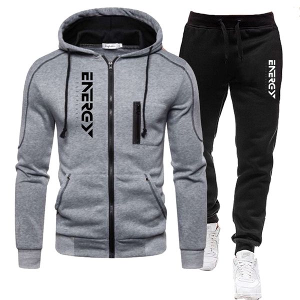 

mens tracksuits men suit energy letter autumn winter fashion long sleeve jacket and sweatpants casual zipper design coat jogging suits 22090, Gray