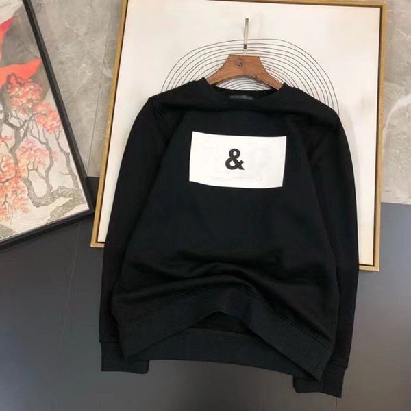 

22ss must-have new hoodies for autumn and winter men and women couples pure cotton round neck bottoming shirts fashion simple, Black