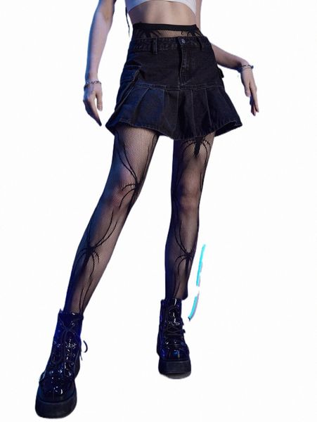 

others apparel romwe cyber luvr spider pattern tights e6hi#, Black;white