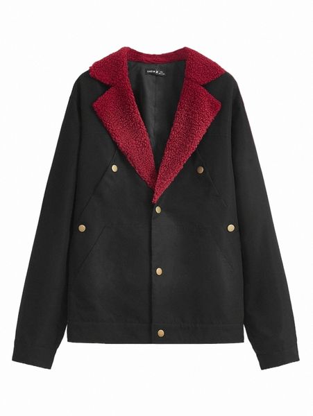 

men's jackets x love worthy men notched borg collar jacket h5hu#, Black;brown