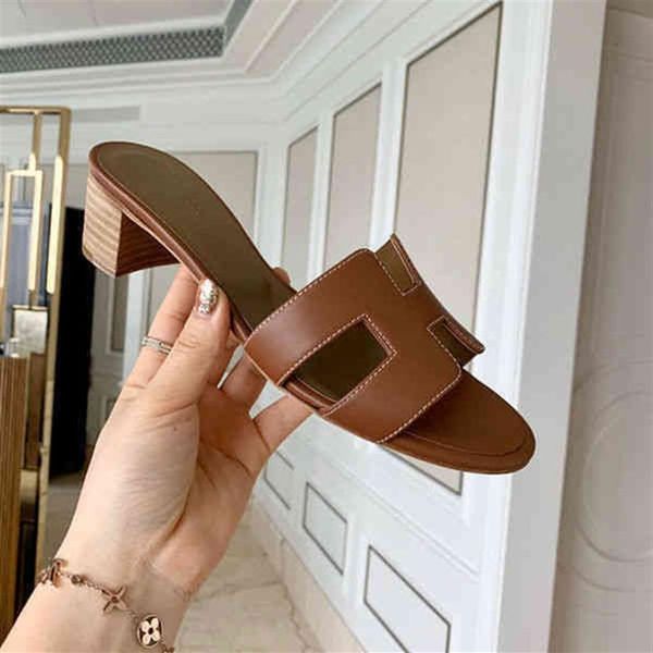 

slipper designer herme sandals slippers 2022 women h organ summer wear medium heels leater travel beac heel 34fs286q, Black
