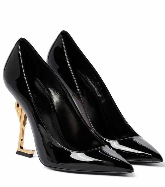 

designer sandal high heels dress shoes sandals pumps 110mm leather pump luxury brands white patent pointed toe thin heeled, Black