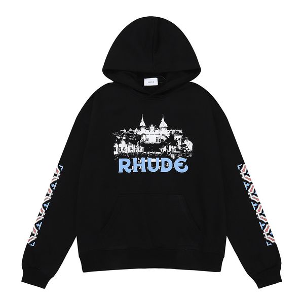 

vintage sweatshirts hoodie men women castle print pullover hoode pullovers oversized, Black