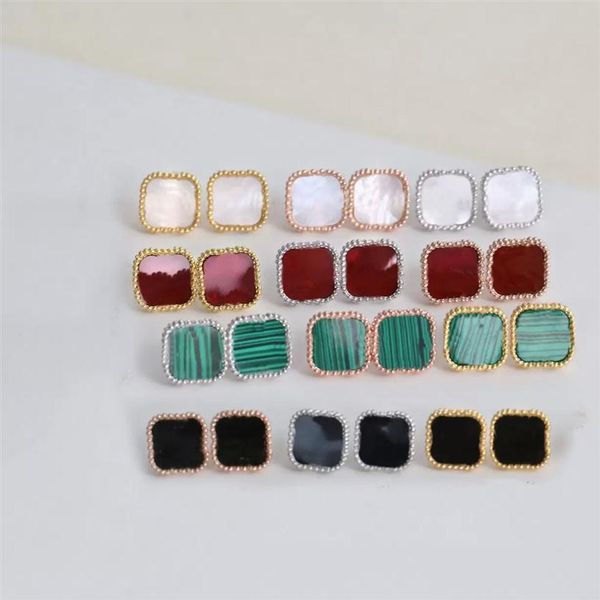 

ms elegant stud earring women clip back pure sterling silver 925 clovers real gemstone bijoux gift loves earrings chalcedon255p, Golden;silver