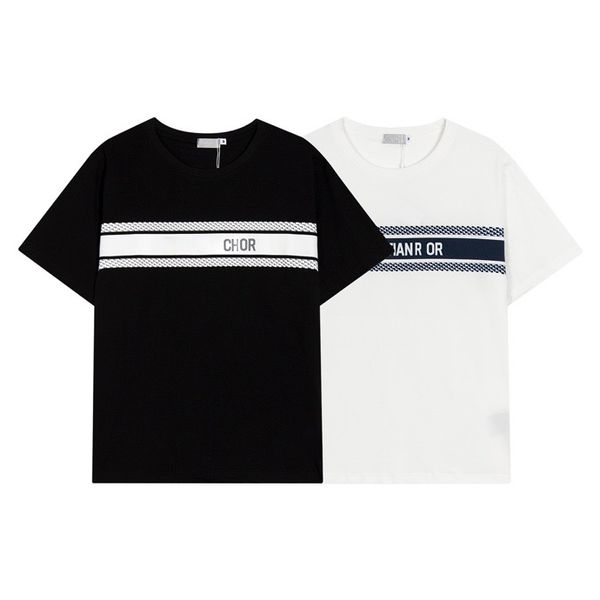 

designers brand t-shirts fashion t shirts mens women letter shirt round neck t-shirt digital direct spray print striped logo process black a, White;black