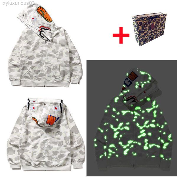 

hoodie men's sweatshirts apes japanese shark ape head luminous camo star galaxy spots men and women couples with the same, Black
