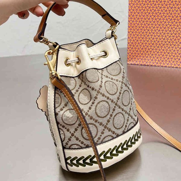 

drawstring shoulder bags women crossbody handbag designer bag leather female flower decoration bucket bags 220328