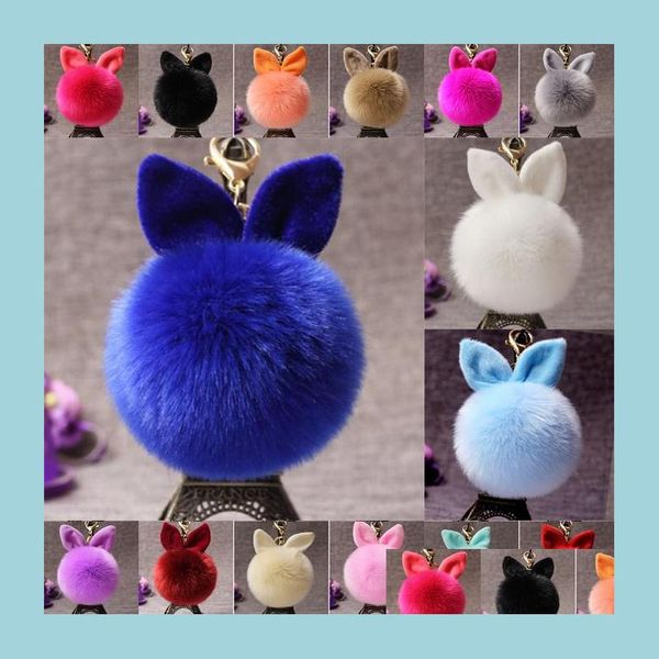 

keychains pompom keychains faux rabbit fur ball key chain keyrings keys holder pendant charm fluffy keyring fashion accesso mjfashion dhl5w, Silver