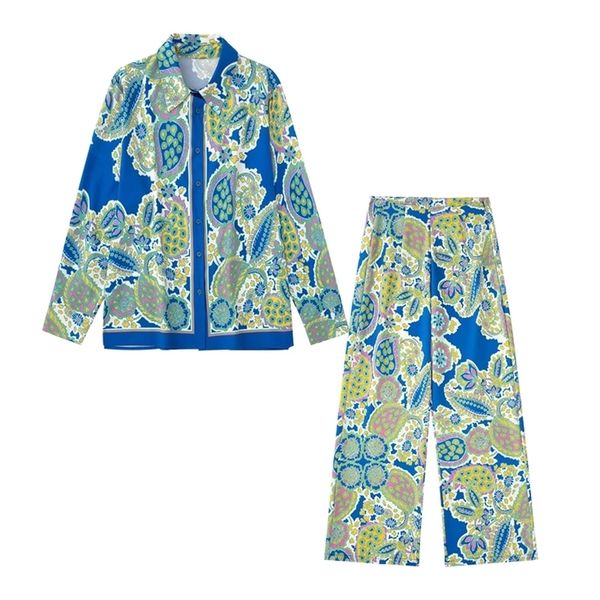 

womens two piece pants 2 set fashion elegant suits chic printed straight casual vacation party youth 220906, White