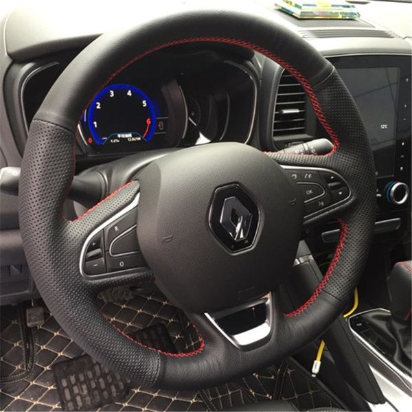 

leather suede hand sewn steering wheel cover for renault qm6