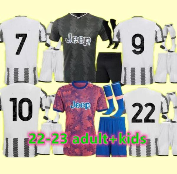 

22 23 soccer jerseys pogba di maria bonucci vlahovic mckennie 2022 2023 football shirt pellegrini mens jersey kids cr locatelli chiesa mcken, Black;yellow