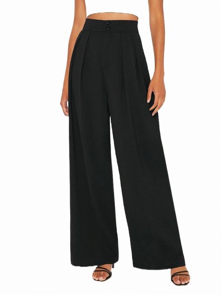 

women's pants & capris tall high waist wide leg pants q608#, Black;white