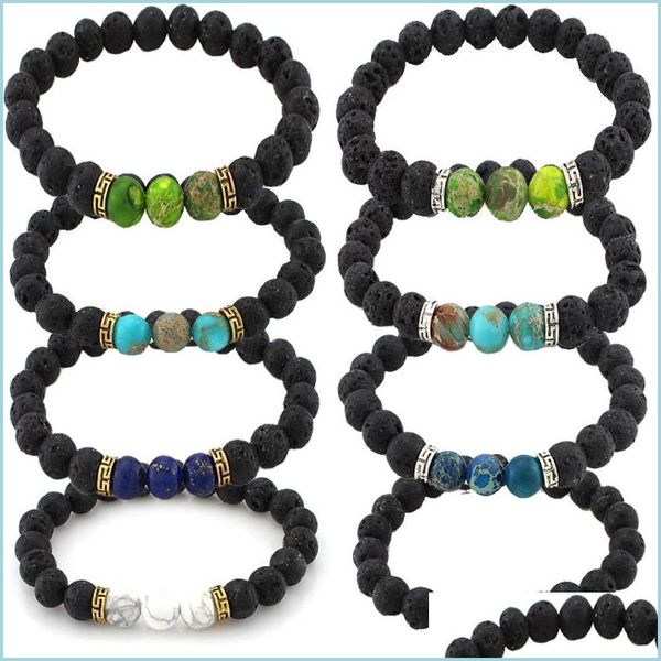 

charm bracelets women essential oil diffuser bracelets volcanic stone yoga beads bangle fashion natural lava rock bracel dhseller2010 dhnxd, Golden;silver