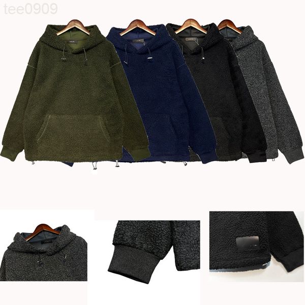 

hoodie men's and women's fashion brand lamb wool loose oversize coat, Black