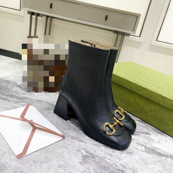 

2022 designer women ankle boots womens calfskin martin booties fashion boot luxurys ladies flat bottom warm bootis 0829, Black