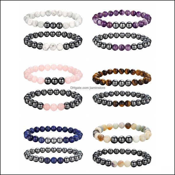

beaded strands magnet combination two couple bracelet energy cure designer man drop delivery 2021 jewelry bracelets dhseller2010 dh25a, Black