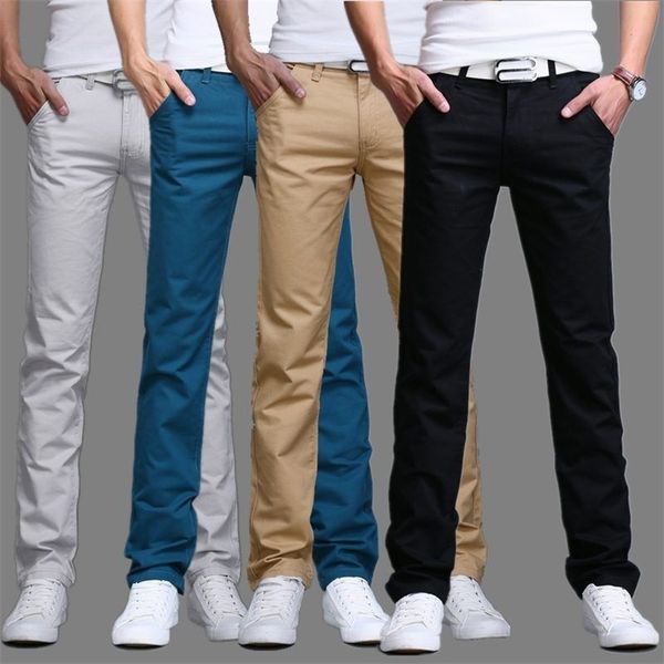 

men's pants summer autumn 9 color men's slim straight casual pants fashion business cotton thin men's youth classic trousers, Black
