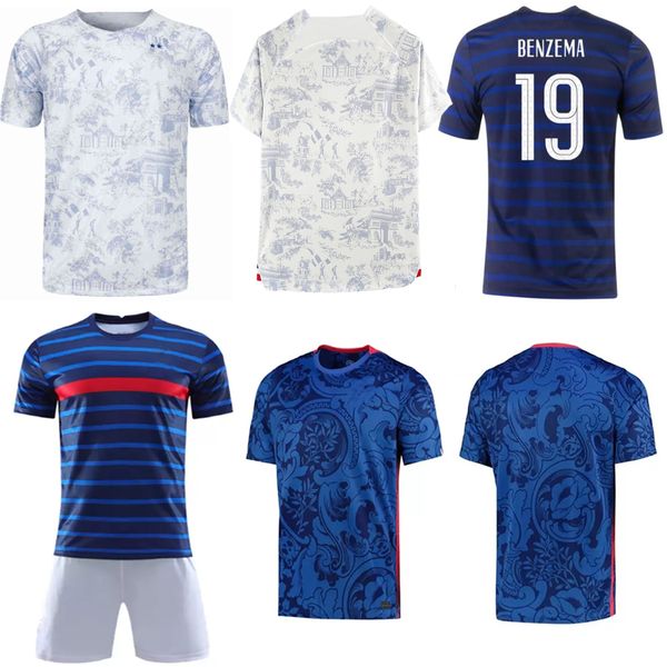 

22 23 world cup soccer jersey benzema mbappe griezmann pogba giroud kant team camisa maillot de football shirts men kids kit set matuidi var, Black;blue